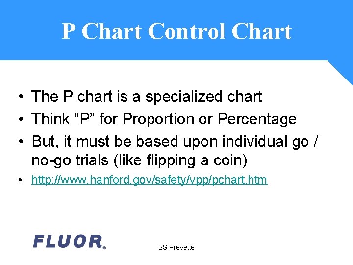P Chart Control Chart • The P chart is a specialized chart • Think