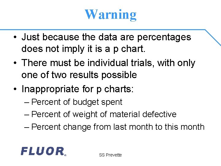 Warning • Just because the data are percentages does not imply it is a