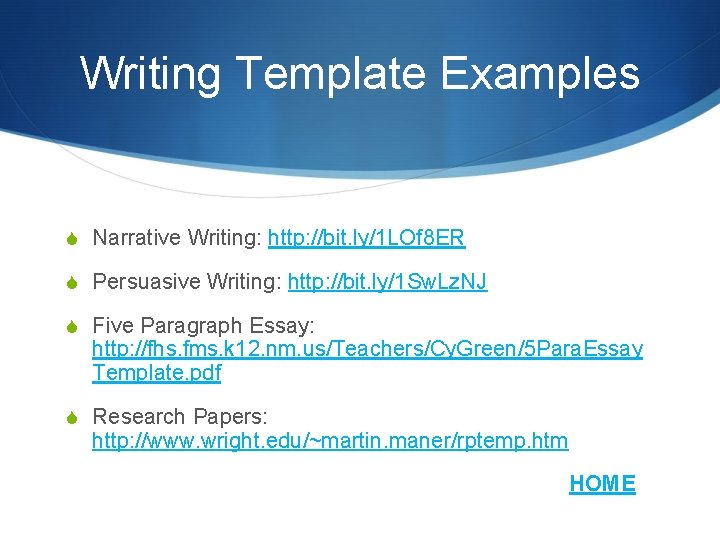 Writing Template Examples S Narrative Writing: http: //bit. ly/1 LOf 8 ER S Persuasive