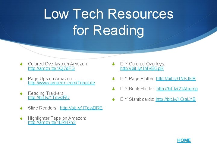 Low Tech Resources for Reading S Colored Overlays on Amazon: http: //amzn. to/1 Qj