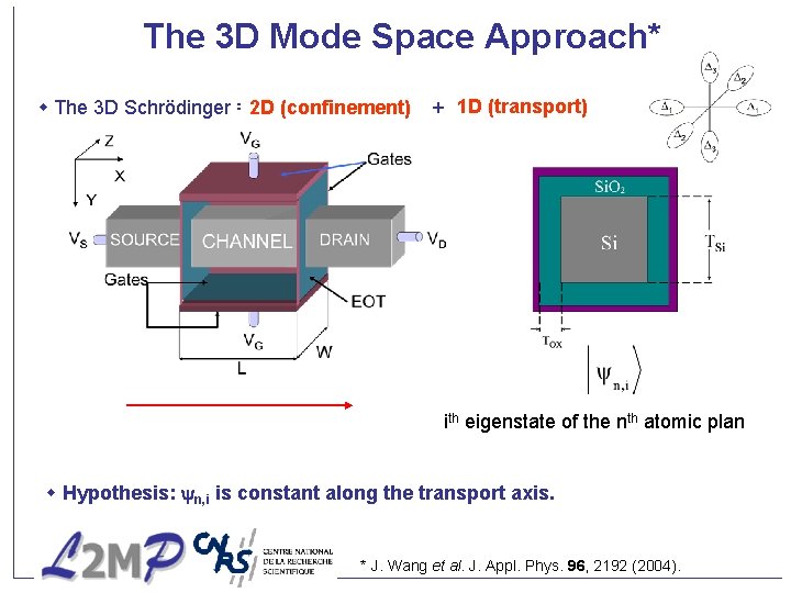 The 3 D Mode Space Approach* The 3 D Schrödinger = 2 D 2