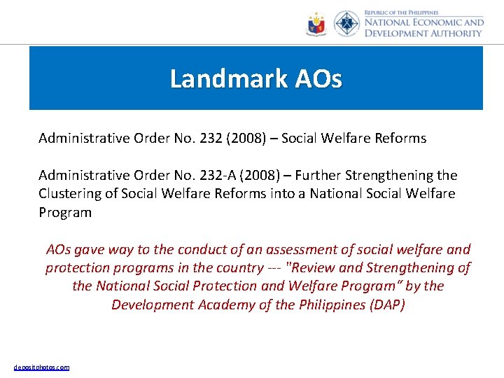 Landmark AOs Administrative Order No. 232 (2008) – Social Welfare Reforms Administrative Order No.