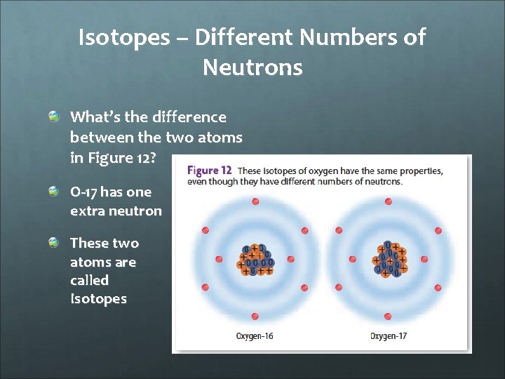 Isotopes – Different Numbers of Neutrons What’s the difference between the two atoms in