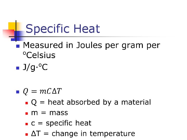 Specific Heat n 