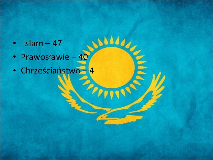  • Islam – 47 • Prawosławie – 40 • Chrześciaństwo – 4 