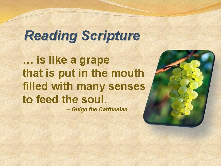 Reading Scripture … is like a grape that is put in the mouth filled