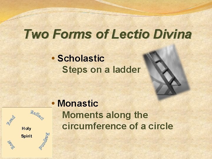 Two Forms of Lectio Divina • Scholastic Steps on a ladder • Monastic Moments