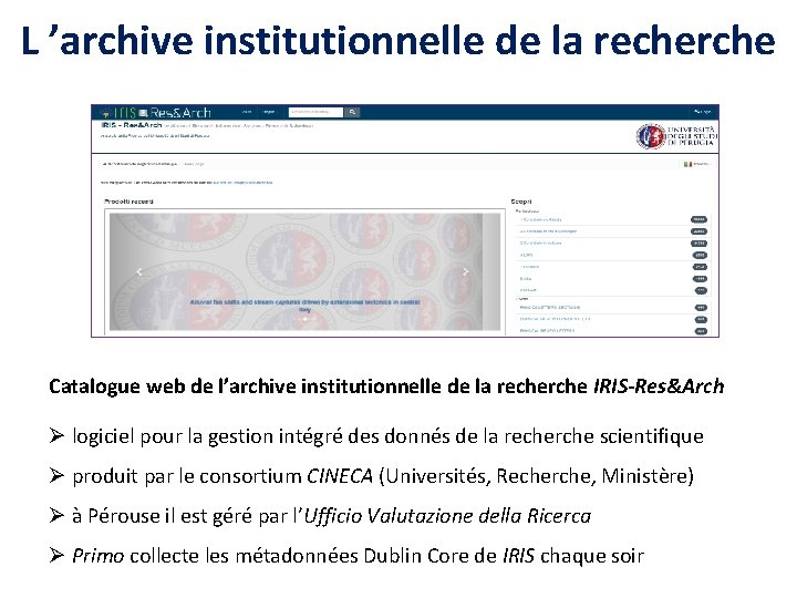 L ’archive institutionnelle de la recherche Catalogue web de l’archive institutionnelle de la recherche