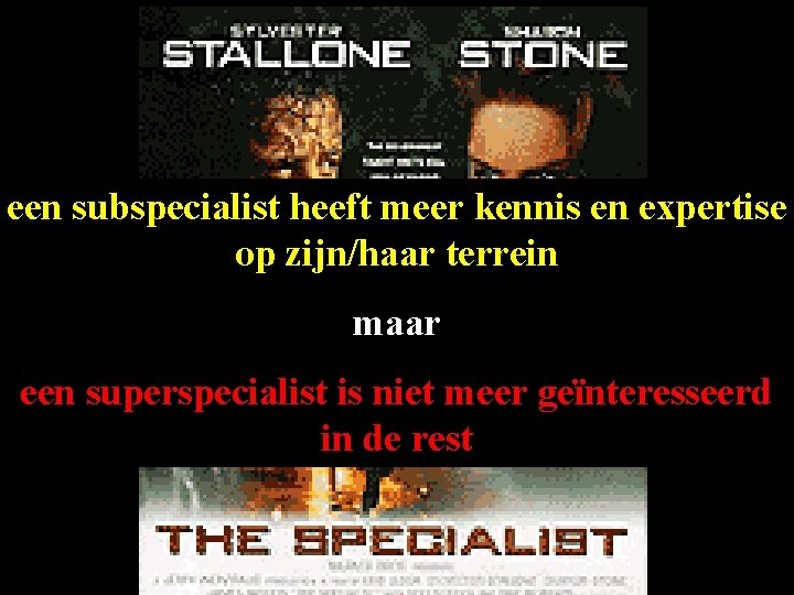 een subspecialist heeft meer kennis en expertise op zijn/haar terrein maar een superspecialist is