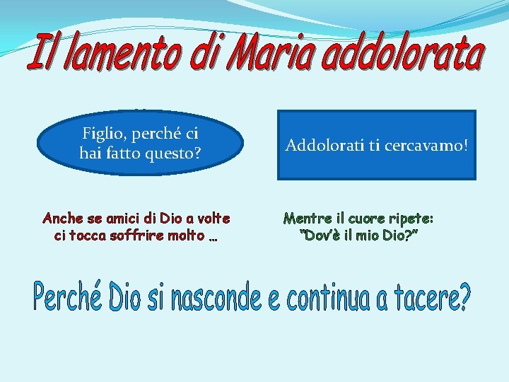 Figlio, perché ci hai fatto questo? Anche se amici di Dio a volte ci