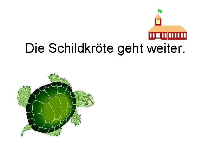 Die Schildkröte geht weiter. 