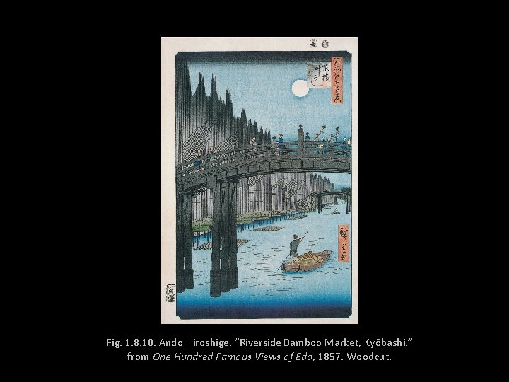 Fig. 1. 8. 10. Ando Hiroshige, “Riverside Bamboo Market, Kyōbashi, ” from One Hundred