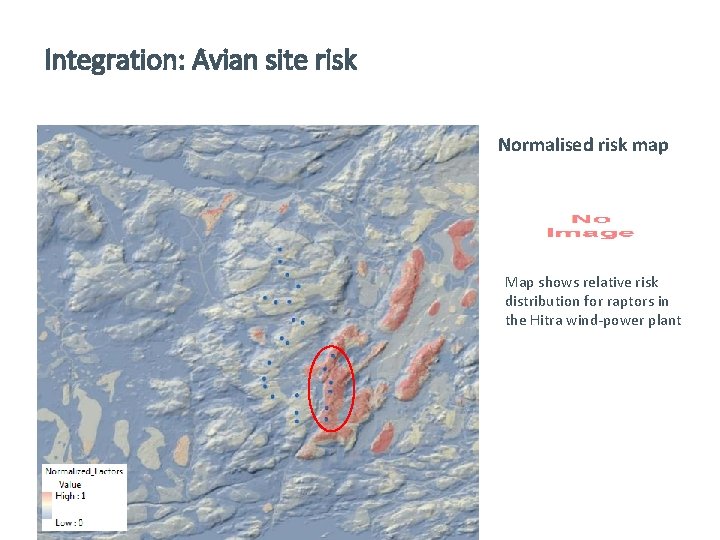 Integration: Avian site risk Normalised risk map Map shows relative risk distribution for raptors