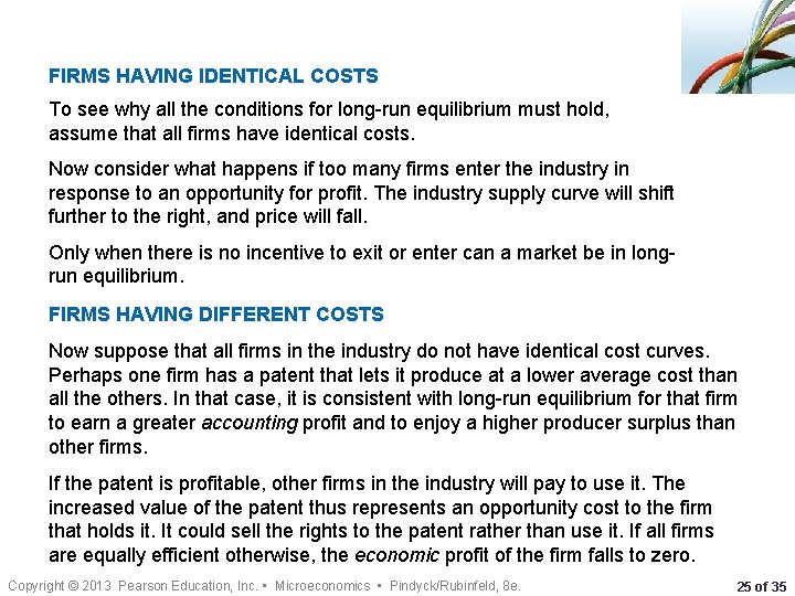 FIRMS HAVING IDENTICAL COSTS To see why all the conditions for long-run equilibrium must