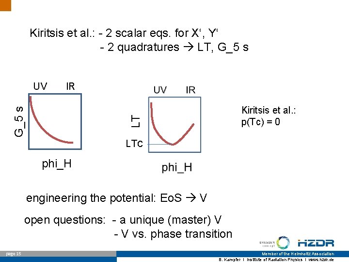 Kiritsis et al. : - 2 scalar eqs. for X‘, Y‘ - 2 quadratures