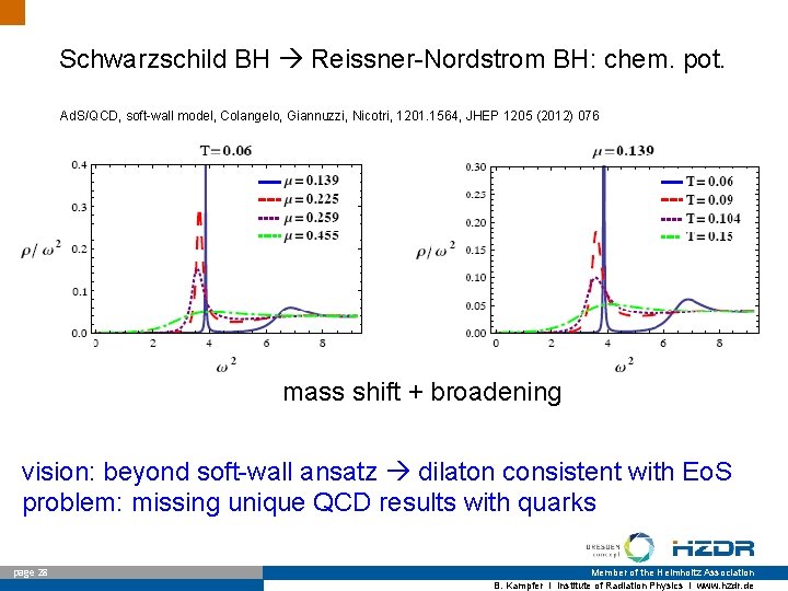Schwarzschild BH Reissner-Nordstrom BH: chem. pot. Ad. S/QCD, soft-wall model, Colangelo, Giannuzzi, Nicotri, 1201.