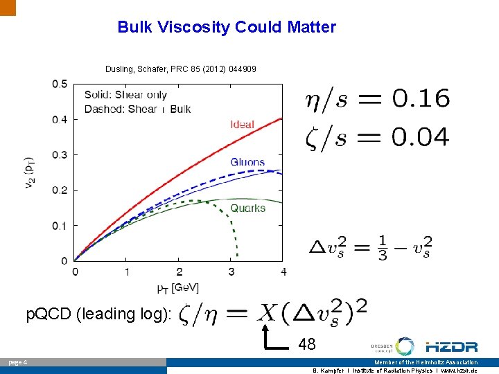 Bulk Viscosity Could Matter Dusling, Schafer, PRC 85 (2012) 044909 p. QCD (leading log):