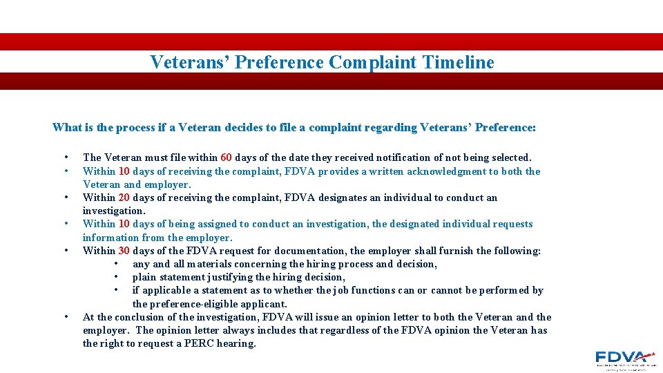 Veterans’ Preference Complaint Timeline What is the process if a Veteran decides to file