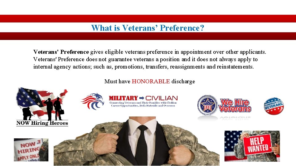What is Veterans’ Preference? Veterans' Preference gives eligible veterans preference in appointment over other