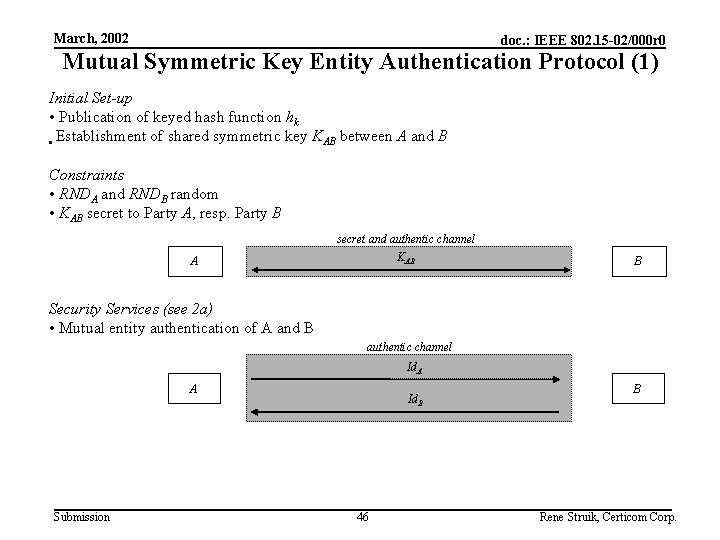March, 2002 doc. : IEEE 802. 15 -02/000 r 0 Mutual Symmetric Key Entity