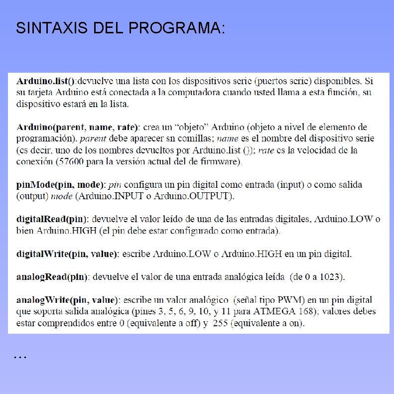 SINTAXIS DEL PROGRAMA: … 