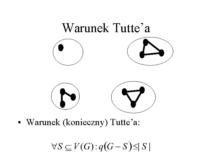 Warunek Tutte’a • Warunek (konieczny) Tutte’a: 