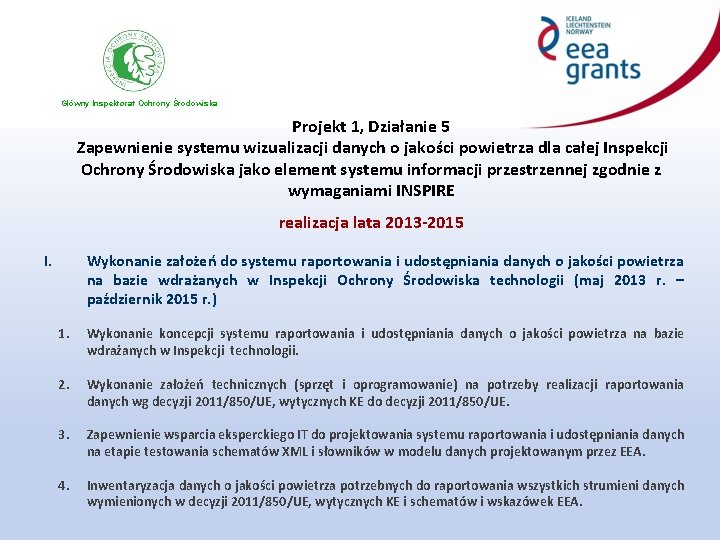 Główny Inspektorat Ochrony Środowiska Projekt 1, Działanie 5 Zapewnienie systemu wizualizacji danych o jakości Główny Inspektorat Ochrony Środowiska Projekt 1, Działanie 5 Zapewnienie systemu wizualizacji danych o jakości