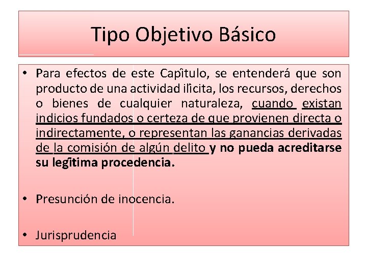 Tipo Objetivo Básico • Para efectos de este Capi tulo, se entendera que son