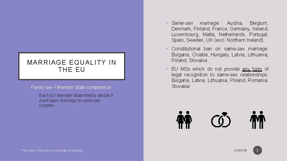  • Same-sex marriage: Austria, Belgium, Denmark, Finland, France, Germany, Ireland, Luxembourg, Malta, Netherlands,