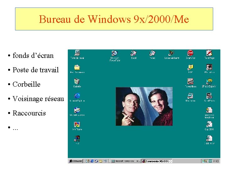 Bureau de Windows 9 x/2000/Me • fonds d’écran • Poste de travail • Corbeille