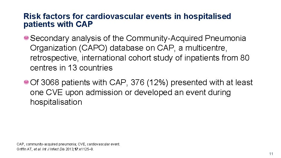 Risk factors for cardiovascular events in hospitalised patients with CAP Secondary analysis of the