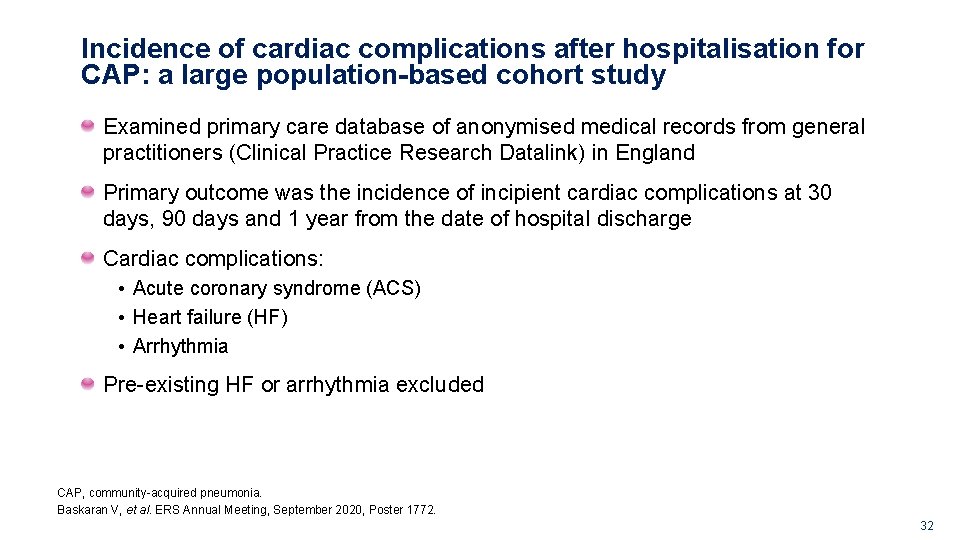 Incidence of cardiac complications after hospitalisation for CAP: a large population-based cohort study Examined