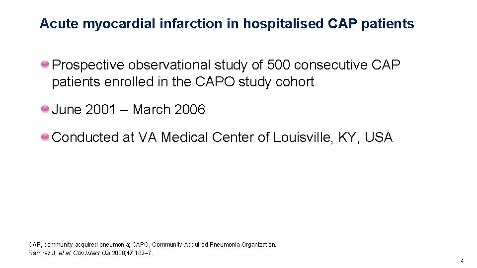 Acute myocardial infarction in hospitalised CAP patients Prospective observational study of 500 consecutive CAP