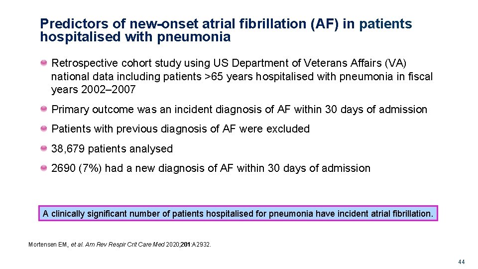 Predictors of new-onset atrial fibrillation (AF) in patients hospitalised with pneumonia Retrospective cohort study