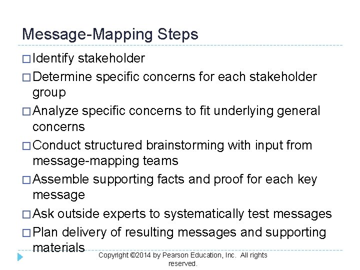 Message-Mapping Steps � Identify stakeholder � Determine specific concerns for each stakeholder group �