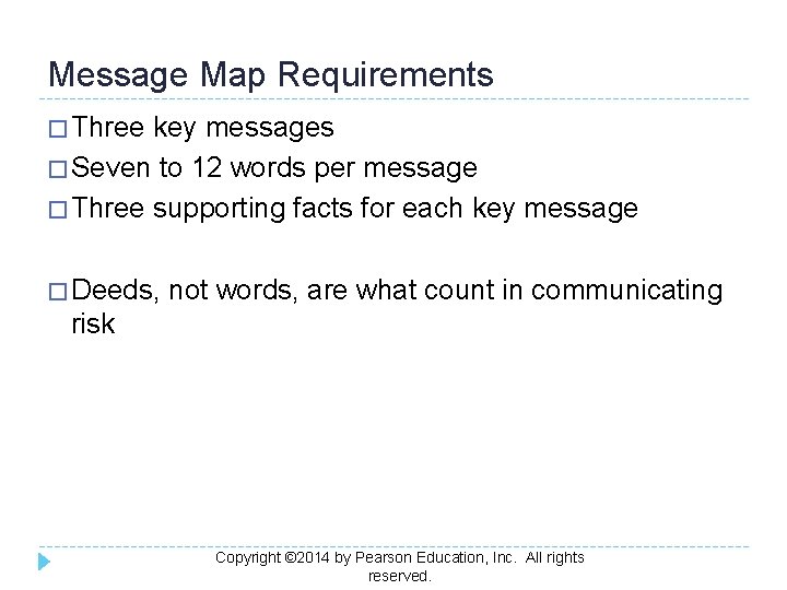 Message Map Requirements � Three key messages � Seven to 12 words per message