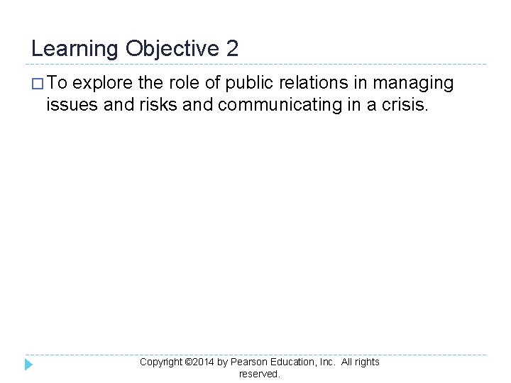 Learning Objective 2 � To explore the role of public relations in managing issues