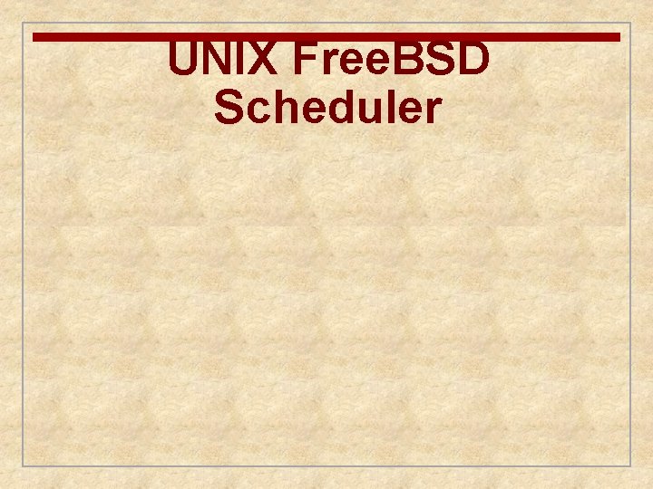 UNIX Free. BSD Scheduler 