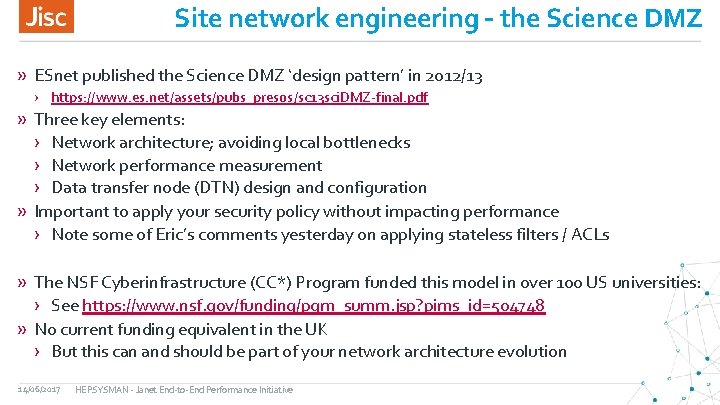 Site network engineering – the Science DMZ » ESnet published the Science DMZ ‘design