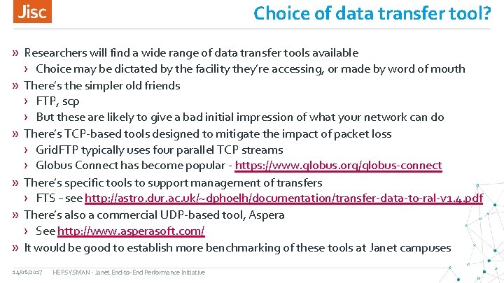 Choice of data transfer tool? » Researchers will find a wide range of data