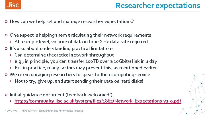 Researcher expectations » How can we help set and manage researcher expectations? » One