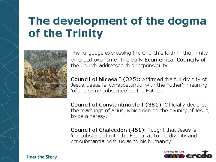 The development of the dogma of the Trinity The language expressing the Church’s faith