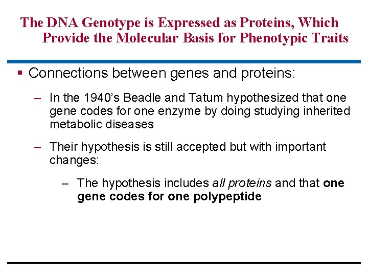 The DNA Genotype is Expressed as Proteins, Which Provide the Molecular Basis for Phenotypic