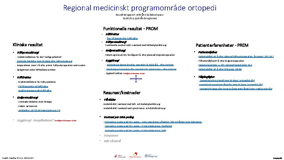 Regional medicinskt programområde ortopedi Resultatrapport utifrån Värdekompass Sydöstra sjukvårdsregionen Funktionella resultat - PROM • Regional medicinskt programområde ortopedi Resultatrapport utifrån Värdekompass Sydöstra sjukvårdsregionen Funktionella resultat - PROM •