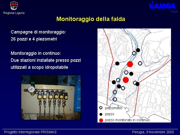 S. p. A Regione Liguria Monitoraggio della falda Campagne di monitoraggio: 26 pozzi e