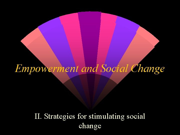Empowerment and Social Change II. Strategies for stimulating social change 
