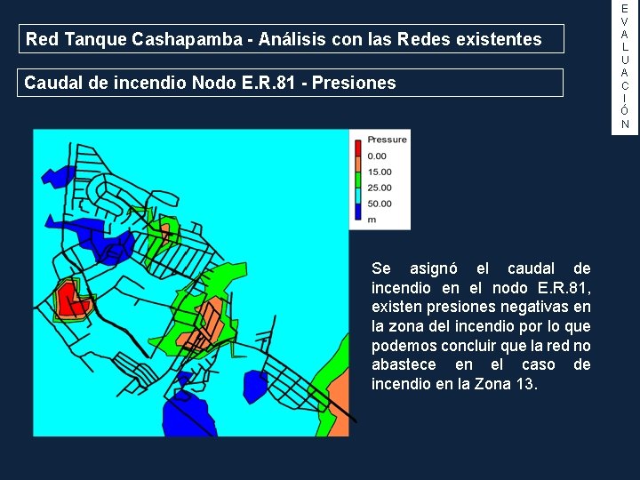 Red Tanque Cashapamba - Análisis con las Redes existentes Caudal de incendio Nodo E.