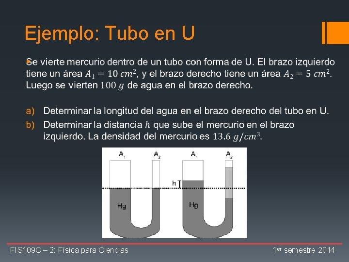 Ejemplo: Tubo en U § FIS 109 C – 2: Física para Ciencias 1