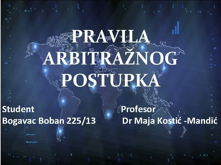 PRAVILA ARBITRAŽNOG POSTUPKA Student Bogavac Boban 225/13 Profesor Dr Maja Kostić -Mandić 