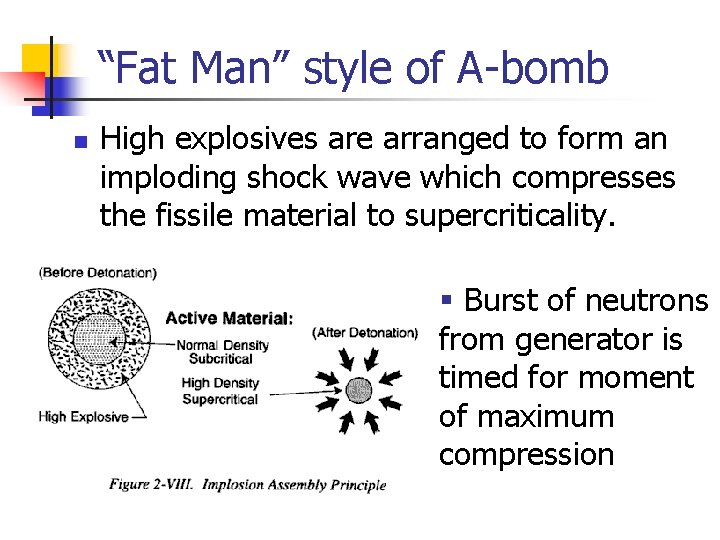“Fat Man” style of A-bomb n High explosives are arranged to form an imploding